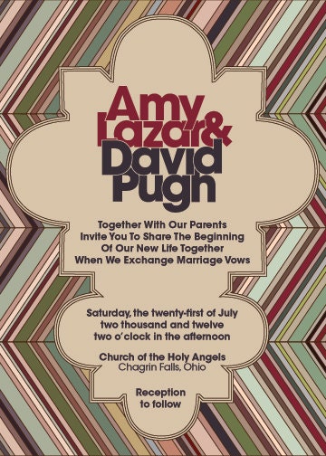 Colorful stripes unique fun, personalized, Custom wedding invitation with matching RSVP card, digital file invite, PRINT YOURSELF