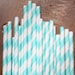 100 Aqua Paper Straws Mermaid Stripes with DIY flags