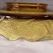 Amber Glass Footed Bowl - Raspberries and Leaves