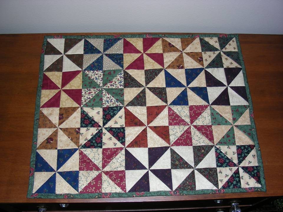 Americana Style Center Piece or Doll quilt 17" x 22"