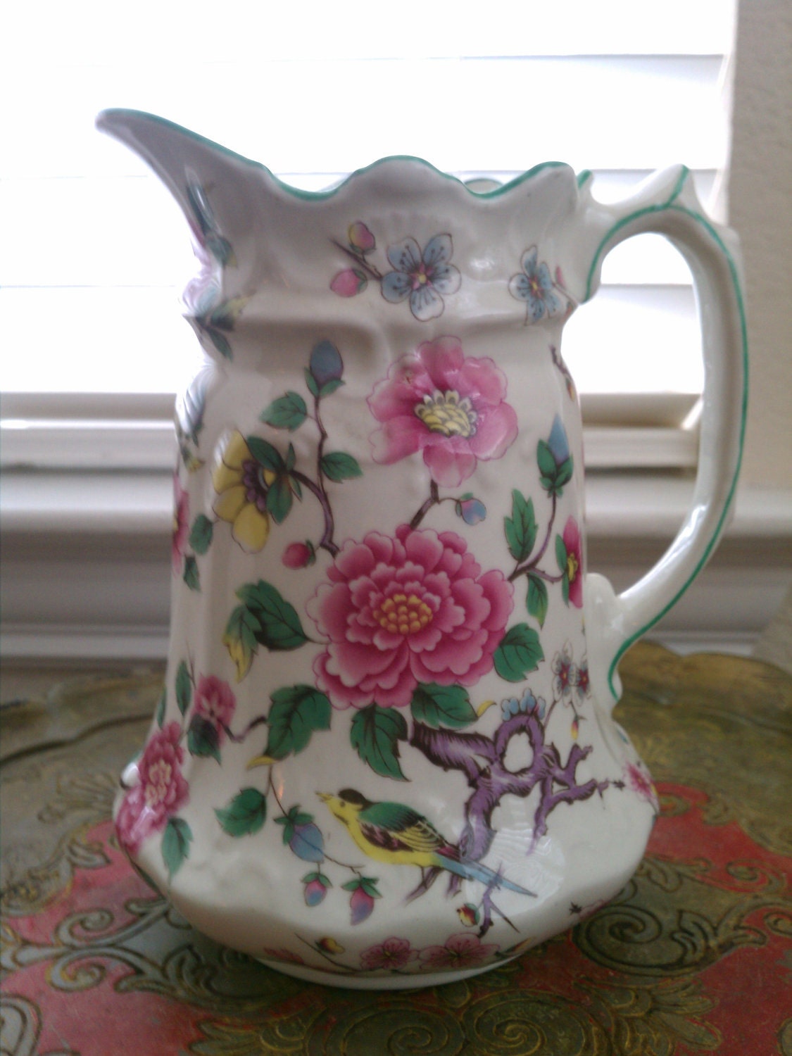 Vintage Pitcher Staffordshire "Chinese Rose" Old Foley Pitcher "SALE PRICE"