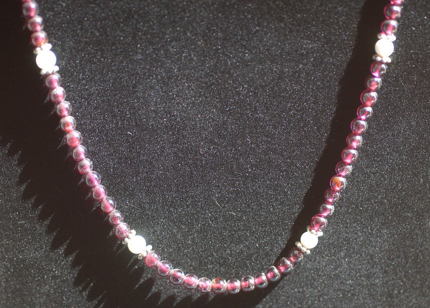 Garnet and Mother of Pearl Necklace and Earring Set