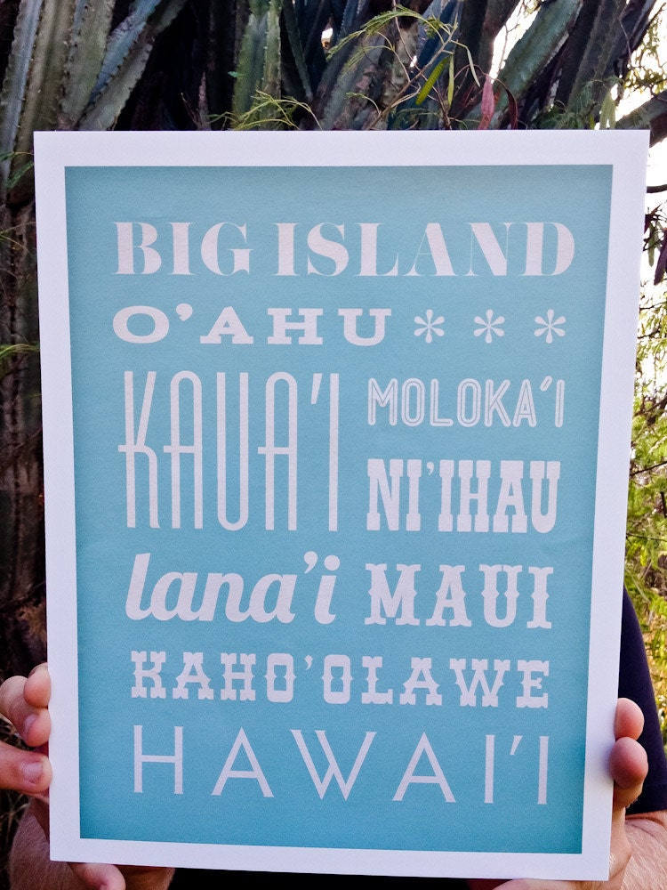 Hawaii Islands Typography Poster