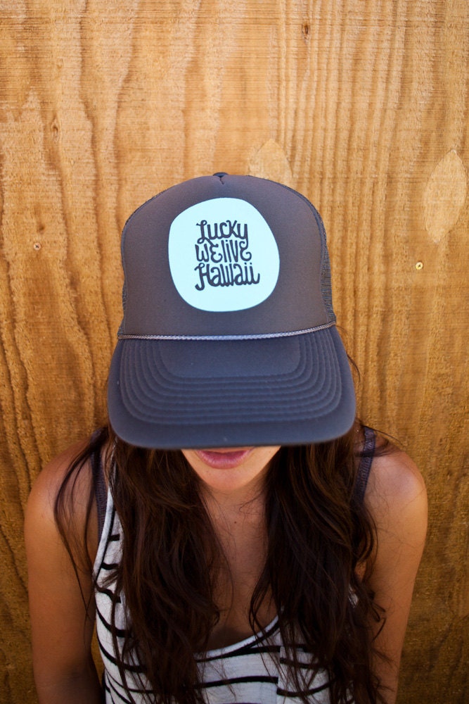 Lucky We Live Hawaii Hat - Teal Green
