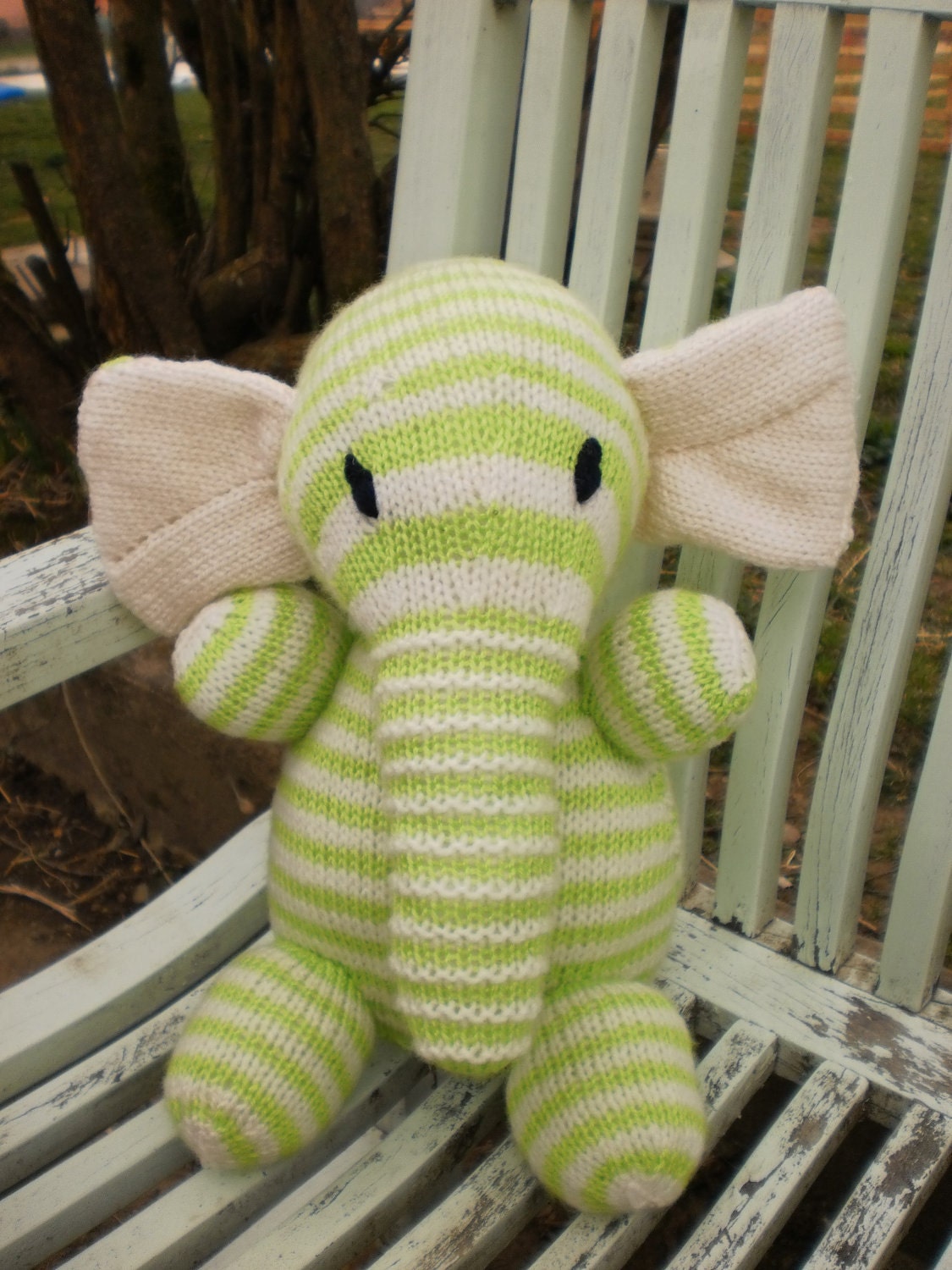 Elephant Toy Plush Hand Knitted  Nursery Toy Child Friendly Hand Knitted