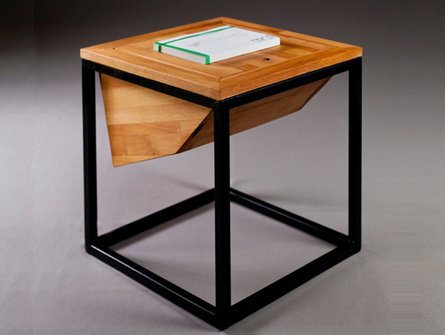 solid panel wood coffee table with a metal frame "diamant"