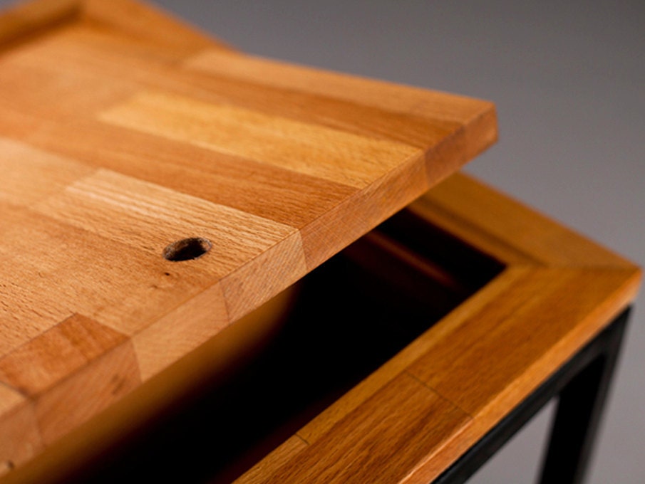 solid panel wood coffee table with a metal frame "diamant"