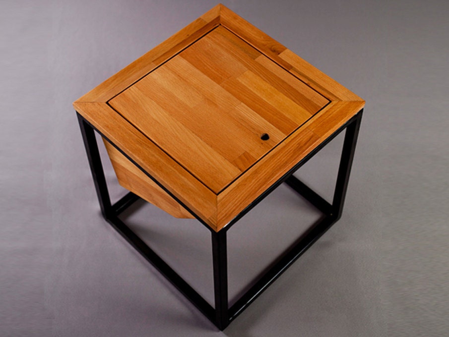 solid panel wood coffee table with a metal frame "diamant"