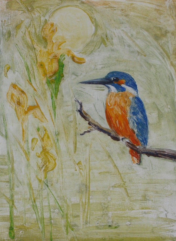 RESERVED. Bird art, Kingfisher painting, Original oil