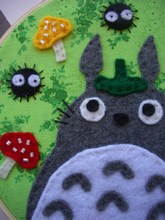 My Neighbor Totoro Hand Embroidered 6in Hoop--Studio Ghibli