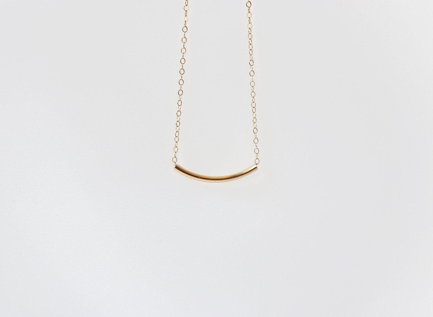 Ahead Of The Curve - 14k Gold Filled Curved Bar Necklace