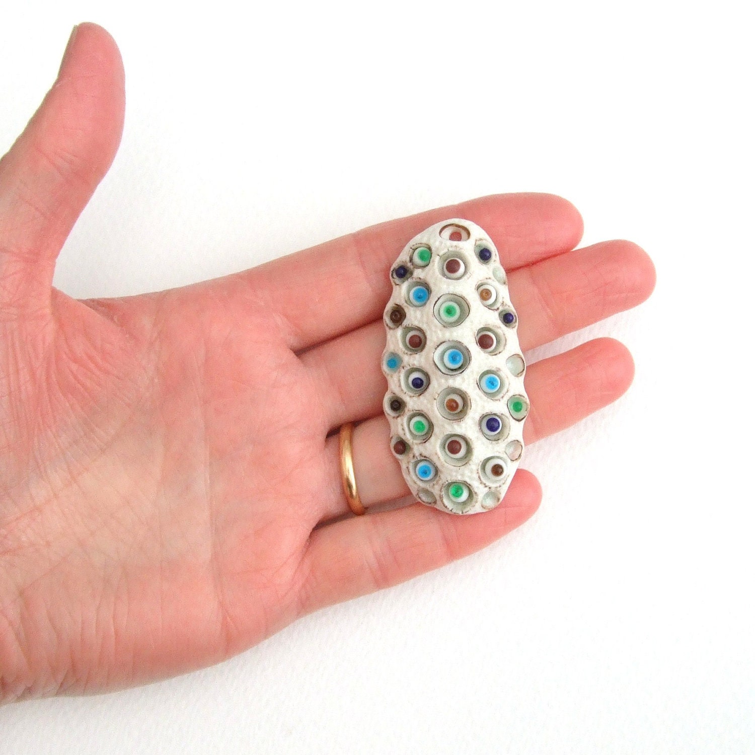 SALE - Porcelain and Fused Glass Pendant - Eyeballs