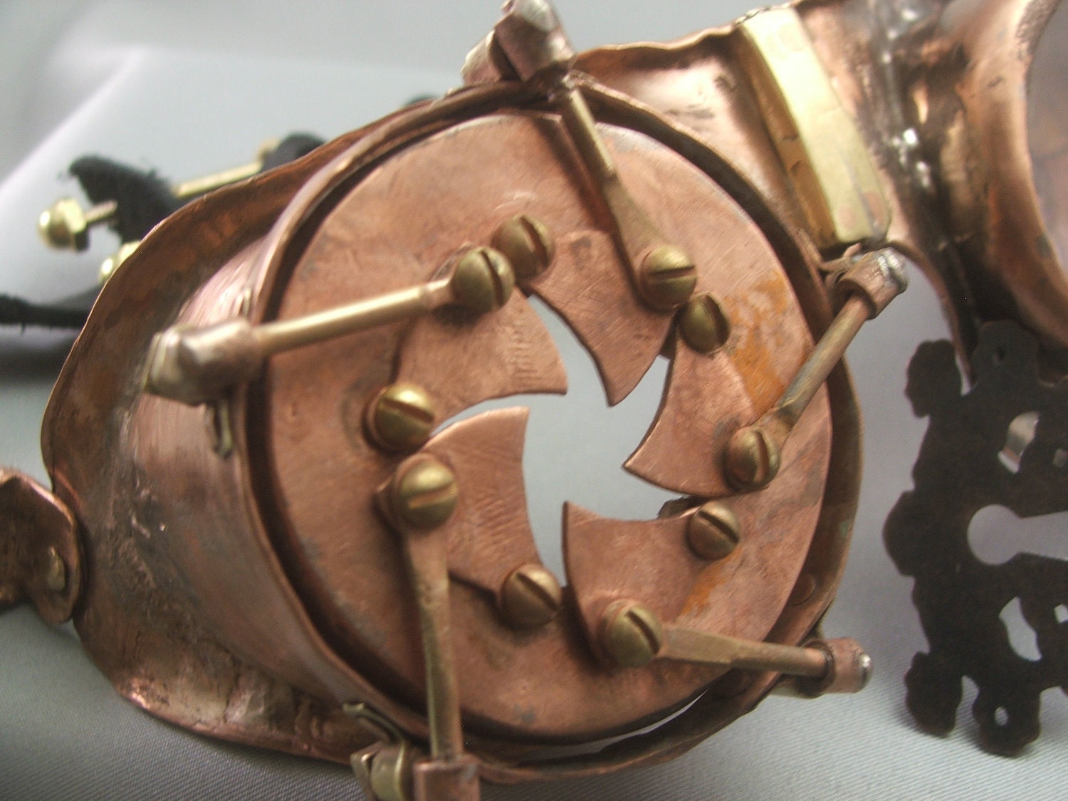 Steampunk Goggles. Mechanical Iris Shutter. 100% Handmade. All metal construction.