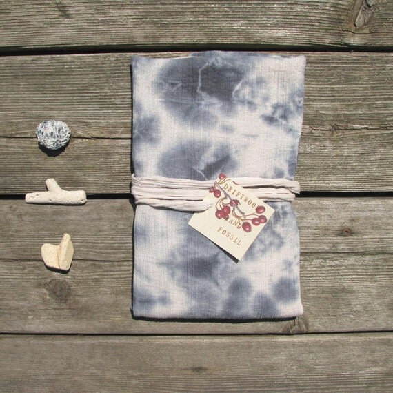 hand-dyed scarf, deep blue and pale sand, lightweight cotton