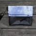 hand-dyed cotton and leather wristlet, detachable strap, fold-over clutch