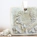 Sunflower Van Gogh Style Porcelain Pendant Necklace in Pale Blue and Green shades READY TO SHIP
