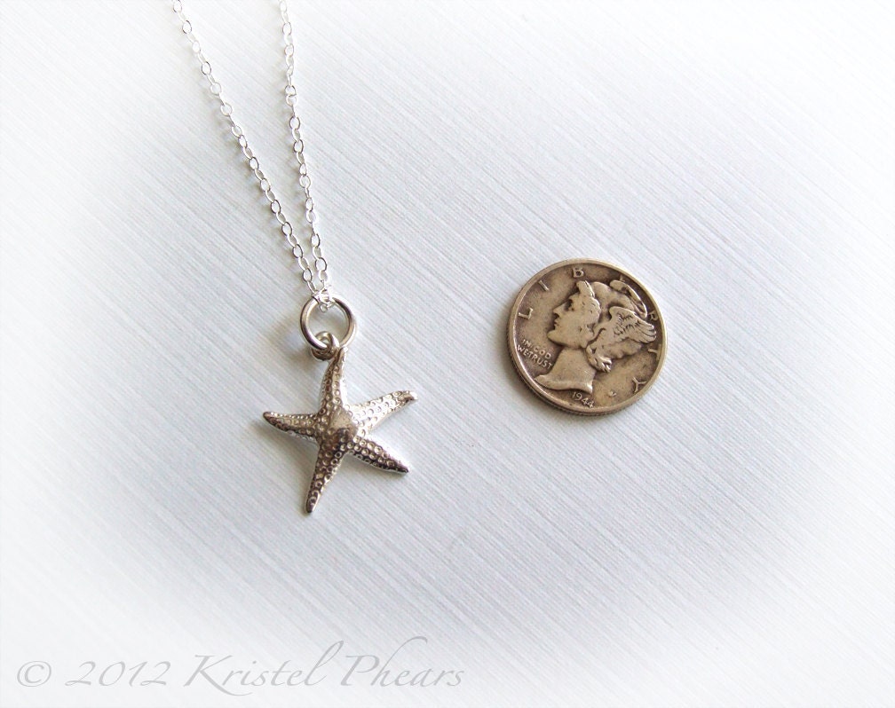Starfish Necklace Sterling Silver - pendant necklace simple beach lovers necklace, friend, daughter, girlfriend, bridesmaid gift
