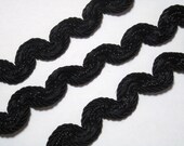 Vintage black wavy trim with beads