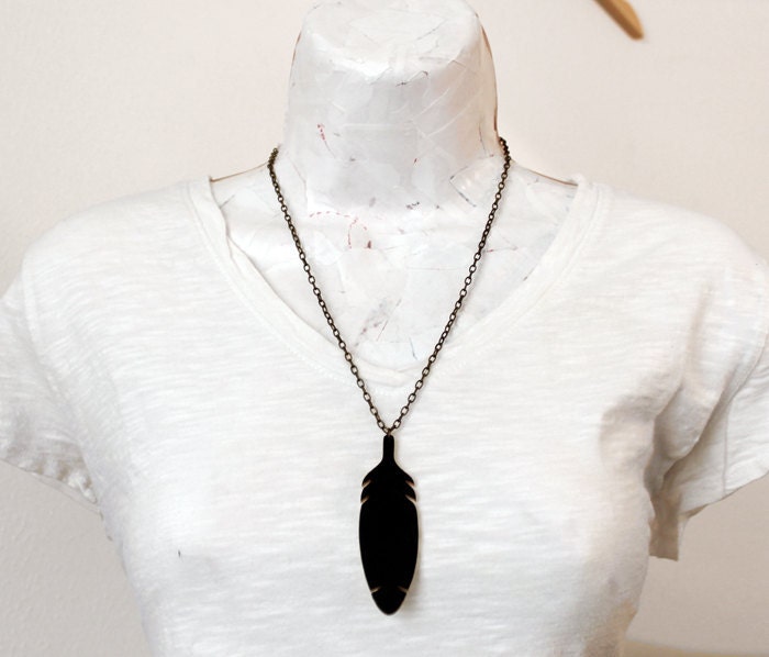 Feather Necklace Chalkboard Neon Yellow Reversible Boho Fashion Necklace