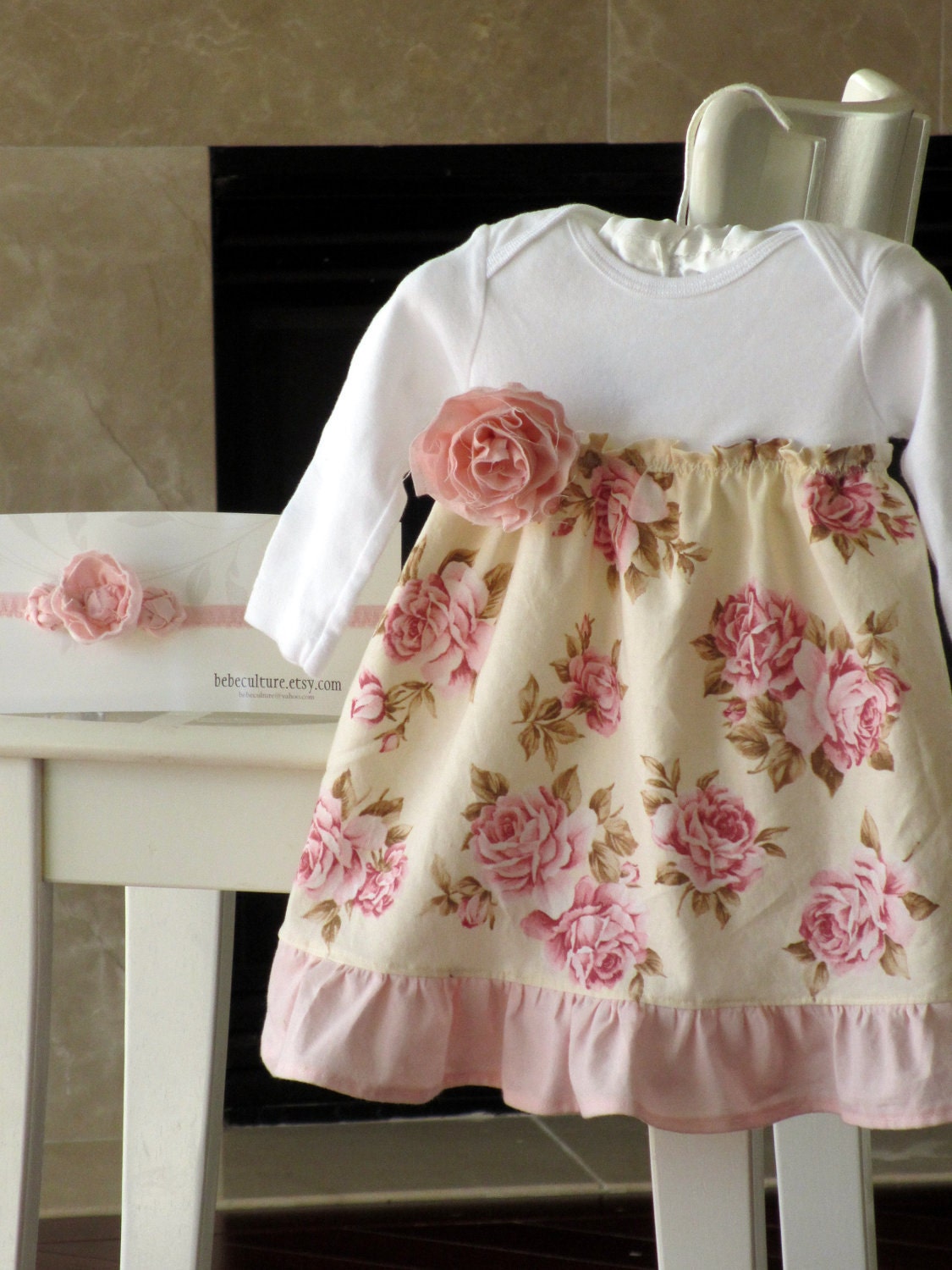 Shabby Chic baby dress girls floral dress spring by bebeculture