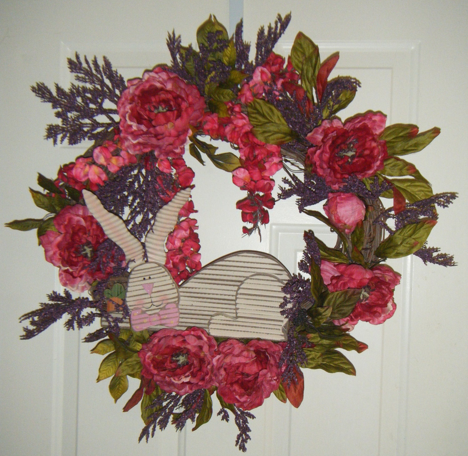Spring / Easter grapevine wreath -- "Pinky Cottontail"...