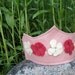 Pink birthday crown, pink with red and ivory flowers