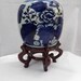 19th Century Chinese Porcelain Export Jar-Cobalt Blue and White - decorative Pottery- Collectible Urn with Wood stand
