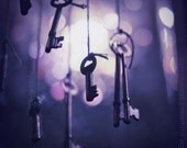 Hanging Keys, Purple Bokeh - Fine Art 10'' x 8'' Photographic Print