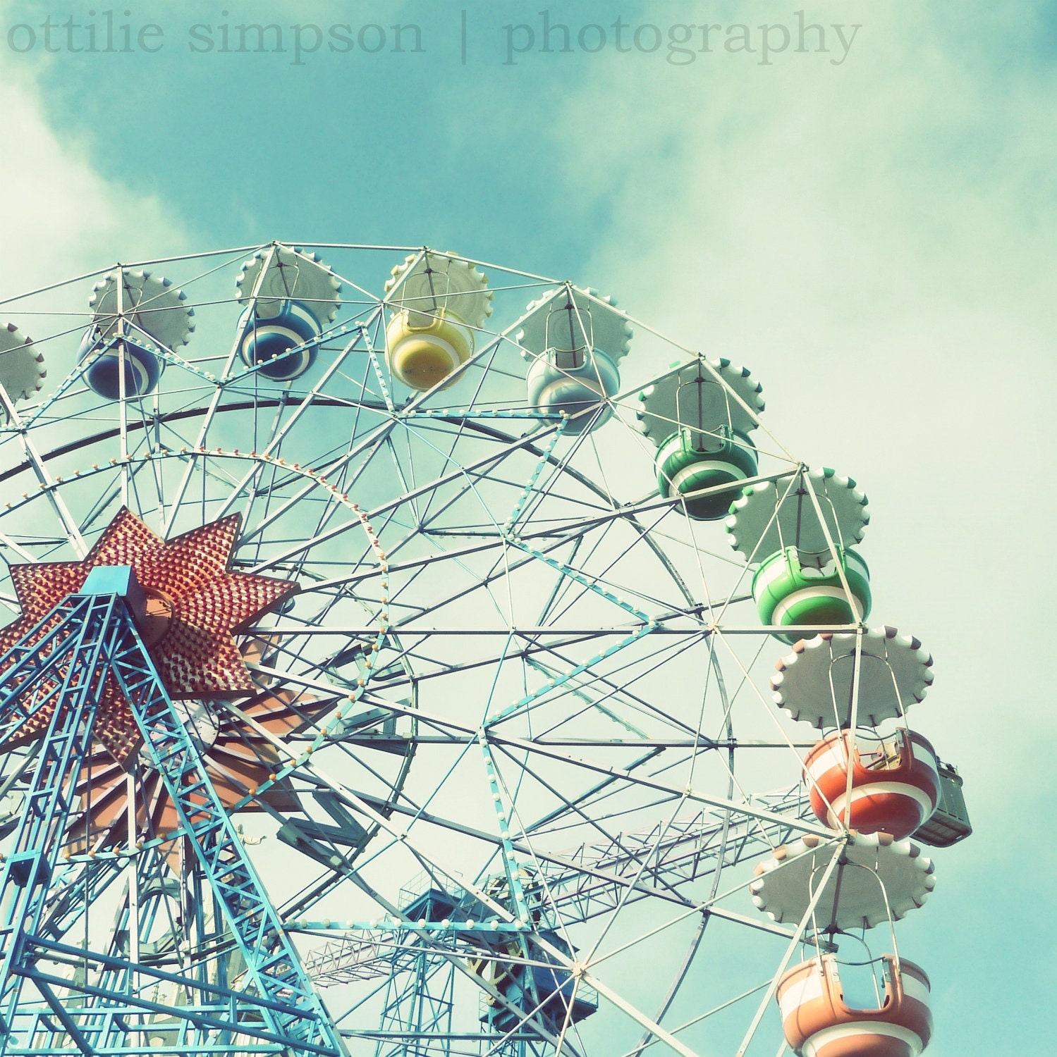 Retro Fairground Ferris Wheel - Fine Art 8'' x 8'' Photographic Print