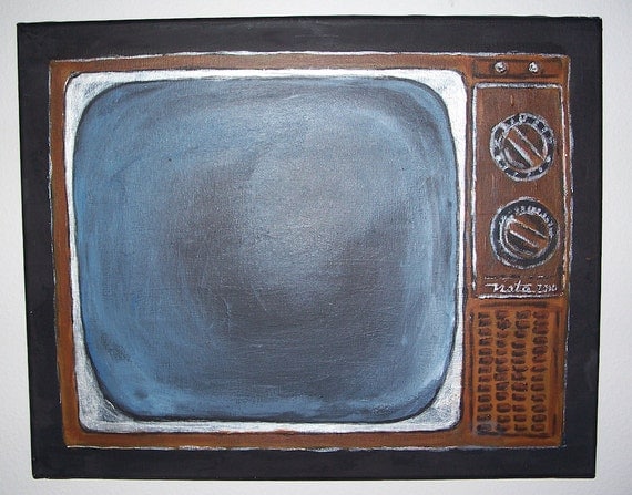 Items similar to Flat Screen TV Modern Retro Painting Artwork Pop Art