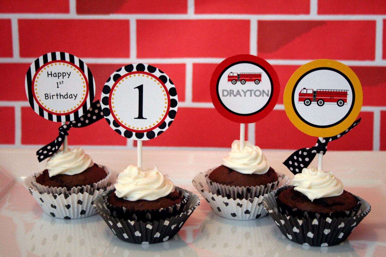 Firetruck Printable Party Toppers