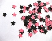 Mini Star Confetti Black and Pink Star Punch Outs - Set of 100