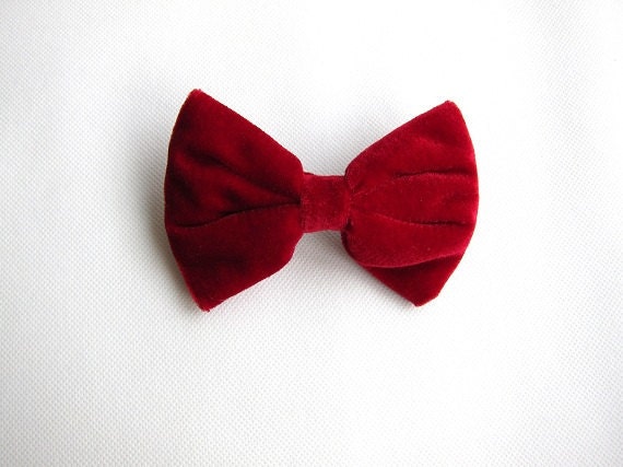 Classic Red Velvet Hair Bow Clip/Barrette - 4.5 inches/11.5cm - Ready to Ship Hair Accessories - MaryMadeAccessories