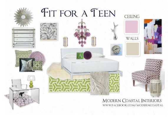 Interior Design - Custom Style Board - Modern Feminine Bedroom (example) - One Board per Room