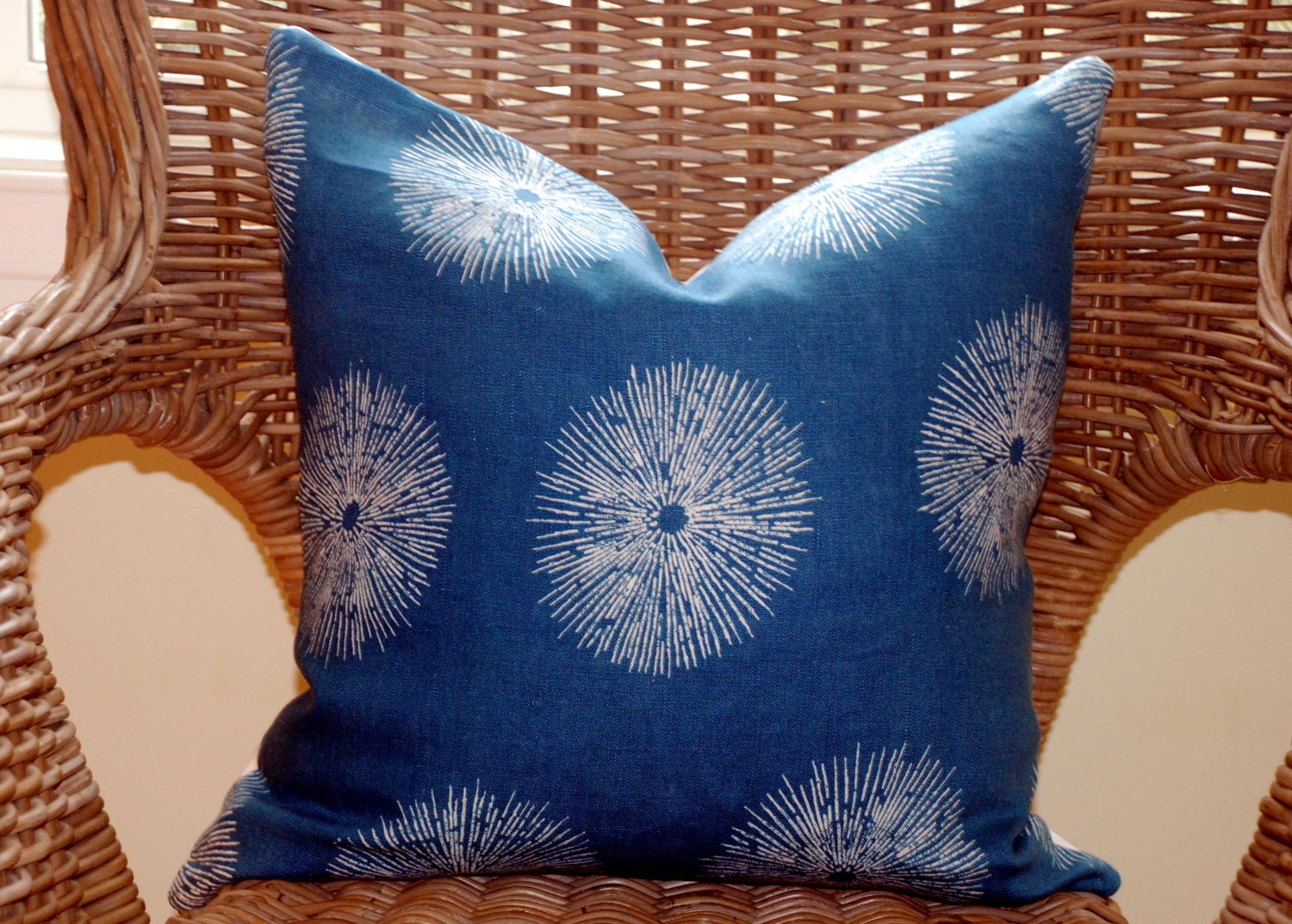 Kelly Wearstler - Groundworks - Lee Jofa - Sea Urchin - Decorative Cover for 18" Pillow - Blue / White - Graphic - Shell