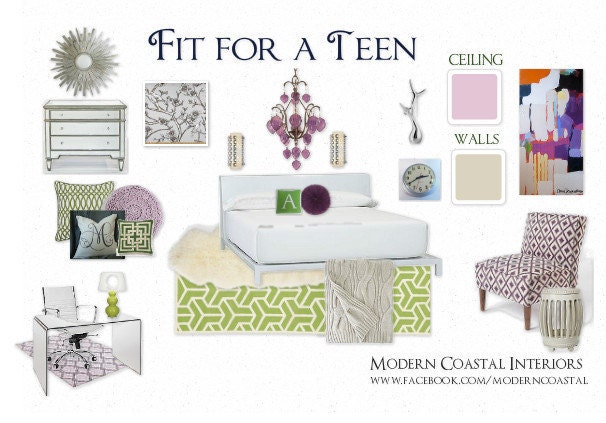 Interior Design - Custom Style Board - Modern Feminine Bedroom (example) - One Board per Room