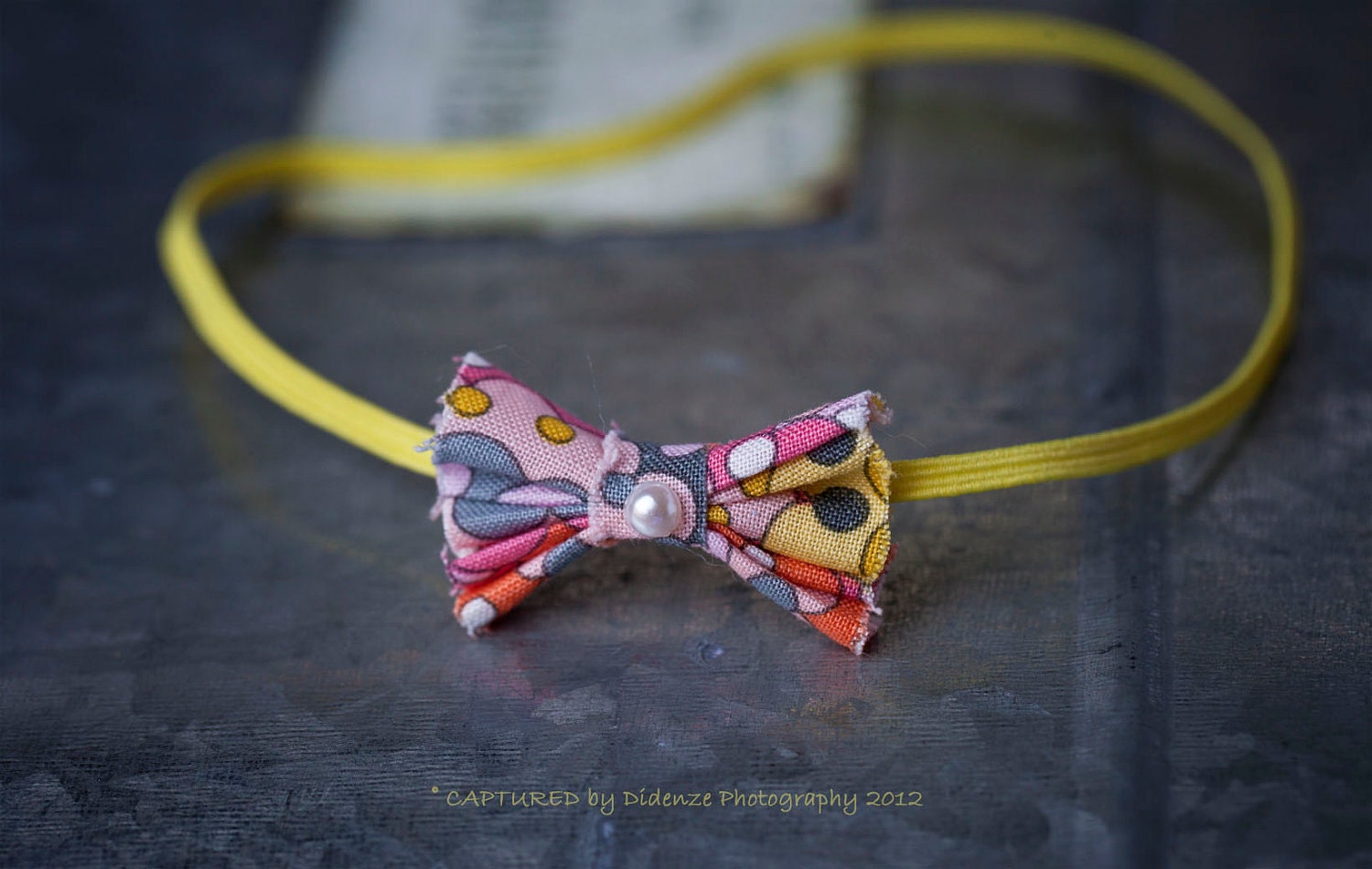 SALE, Baby Bow Headband, Newborn Photo Prop, Baby Girl Bow Headband on Skinny Elastic, Newborn Size