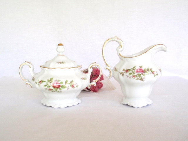 Johann Haviland Moss Rose BAVARIA Sugar Bowl Creamer Set