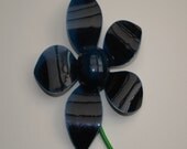Large 60s blue flower brooch