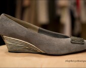 Vintage 1980s suede wedge shoes