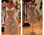 RESERVED 1980s Paisley Print Fitted Summer Sun Dress Garden Party Dress with Embroidered Detail Small