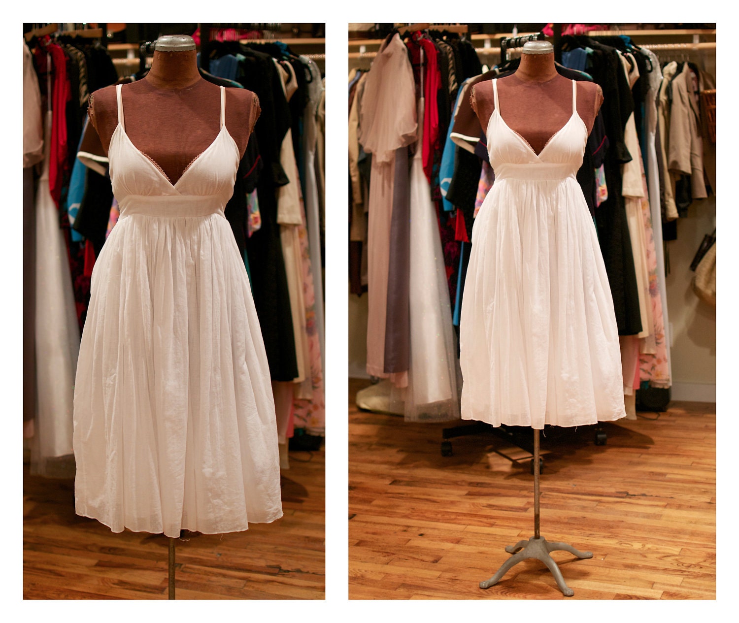 1990s White Cotton Boho Empire Waist Graduation Dress Summer Wedding Dress Beach Wedding Dress Sun Dress