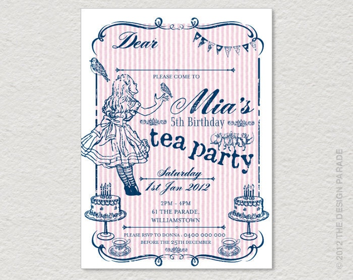 PRINTABLE Tea Party Invitation. Retro, vintage inspired.