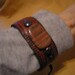 Free Ship Masculine stamped lizard skin leather cuff embellished with Jasper, and hematite