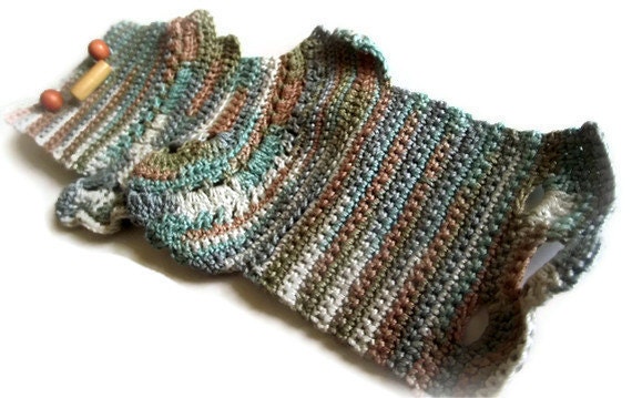 Natural Earth Tone Ruffle Crochet Cuff