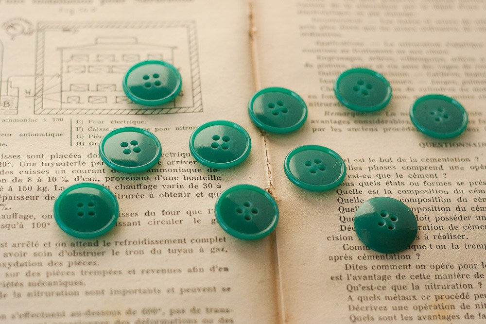 CUSTOM ORDER for HANNAH 38 Green Vintage French Buttons