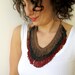 Fringe Necklace in  Lion Brown, Green and Cardinal Red colors with Brass Chain