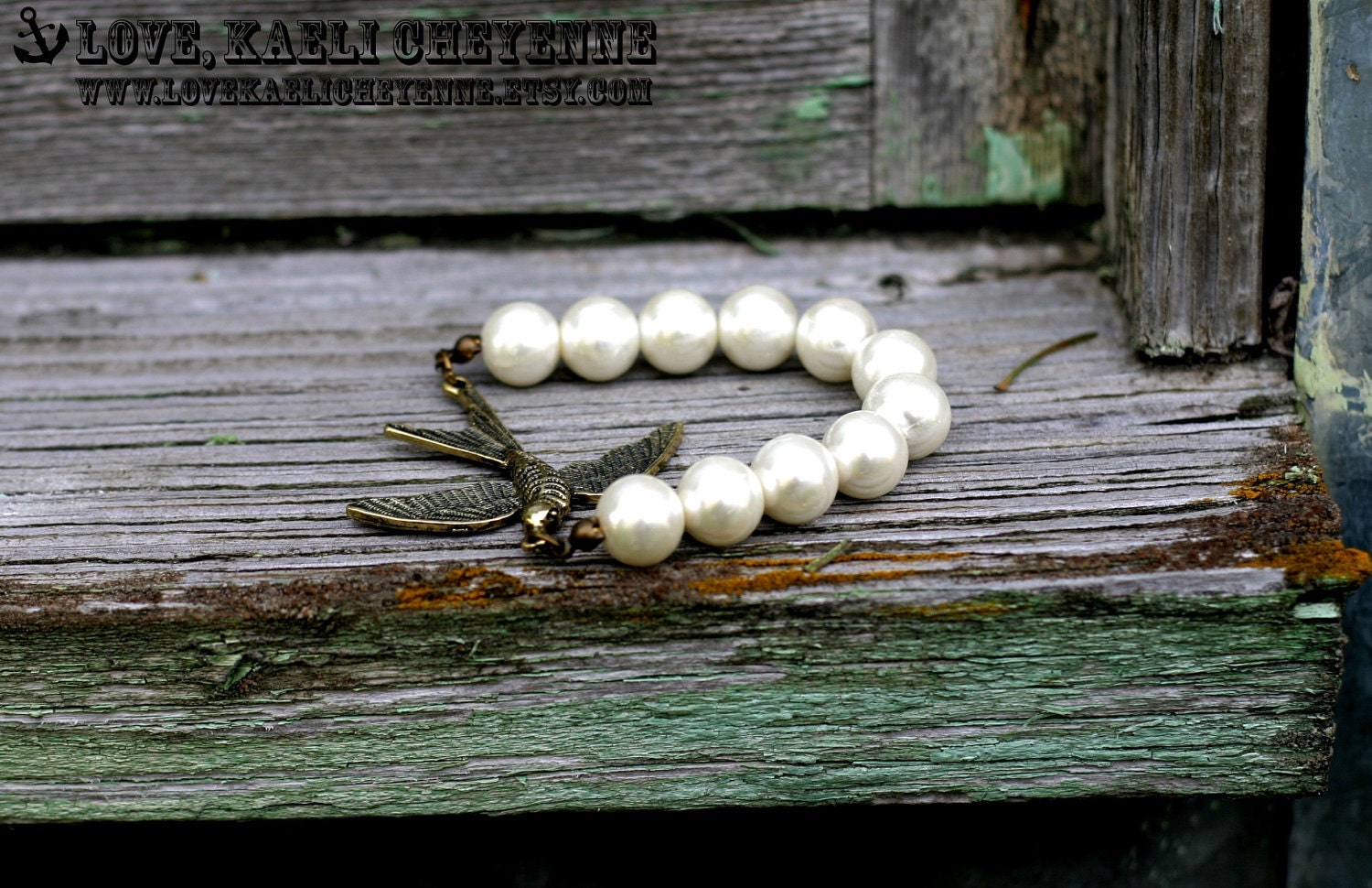 Rustic Tattoo Inspired Pearl Sparrow Bracelet
