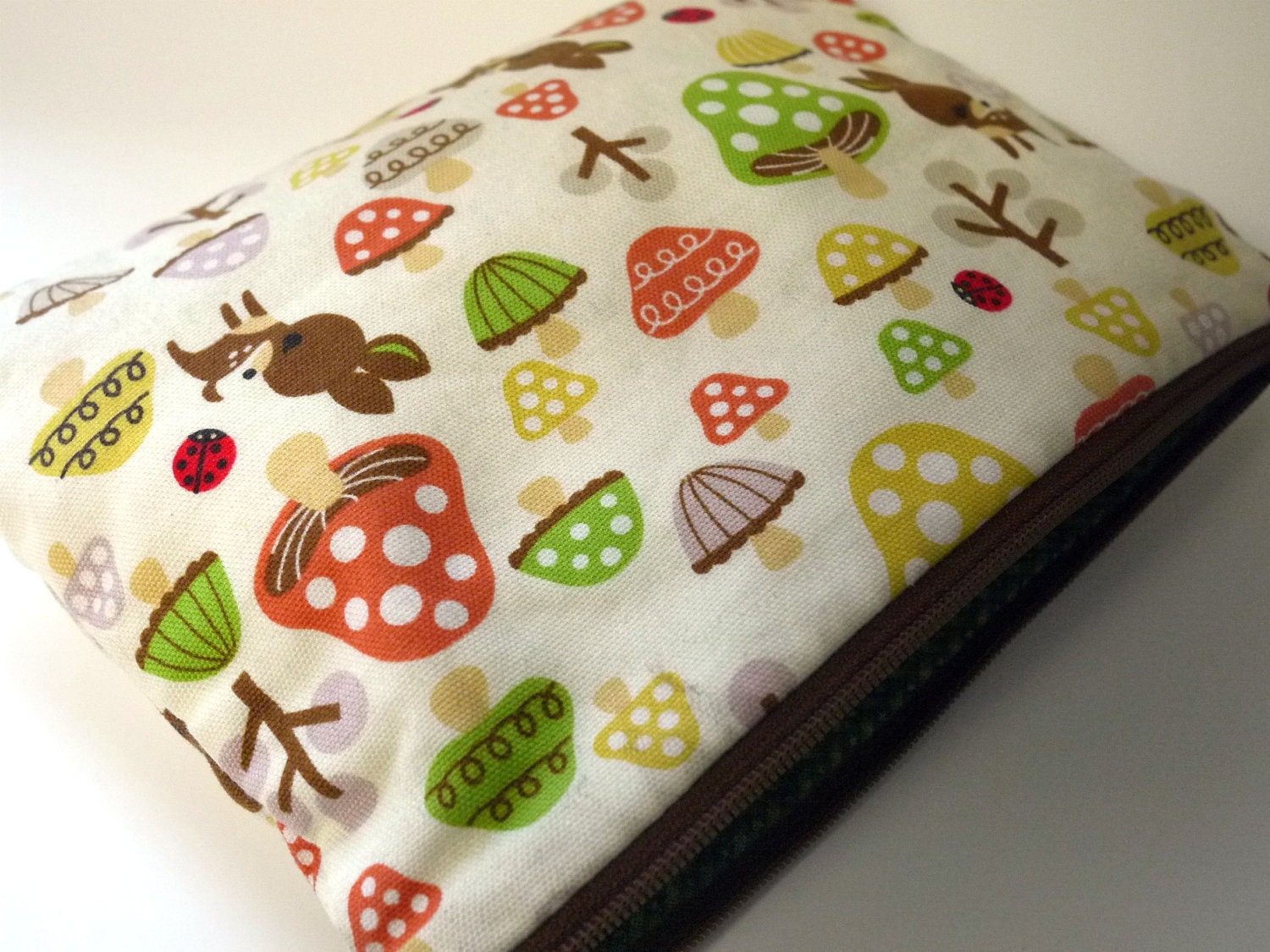 Cute Japanese Fabric - Woodland Creatures - Makeup, Cosmetic Bag - Canvas Bag - Zippered Pouch