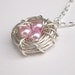 Birdnest Necklace - Wire Nest - Birds Nest Jewelry - Pink Pearl Necklace